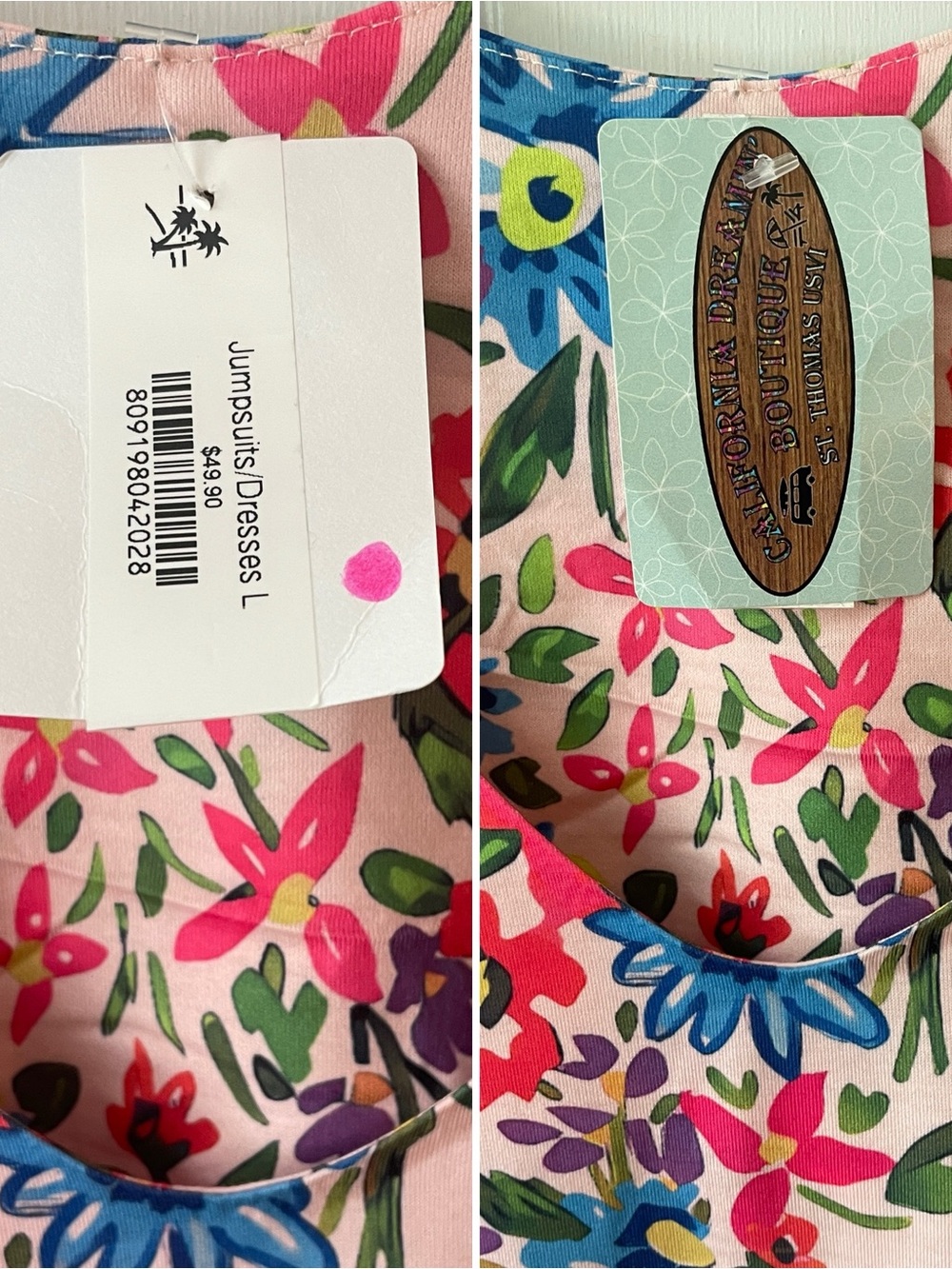 Floral Print Summer Dress Women's Large Cottage Garden Boho Island Boutique - Picture 10 of 10